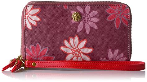 Double Zip Phone Wallet Wallet, MERLOT MULTI - FIRE RED, One Size ...