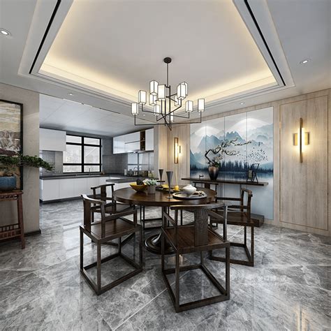 藏龙国际-155平米三居中式风格-谷居家居装修设计效果图