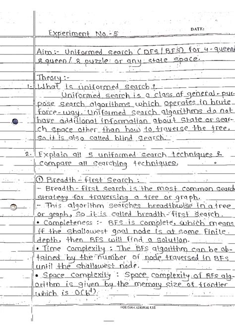 AI Exp - Experiments - DATE: Experiment No 5 Uniformed search for 4 ...