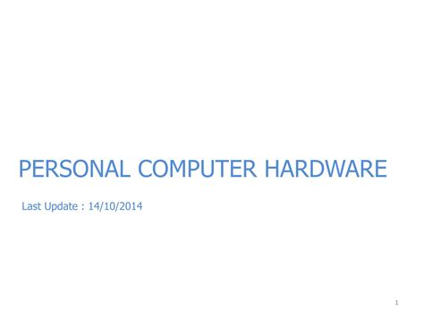 Pc hardware overview part 1 | PPSX | Computer Peripherals | Computing