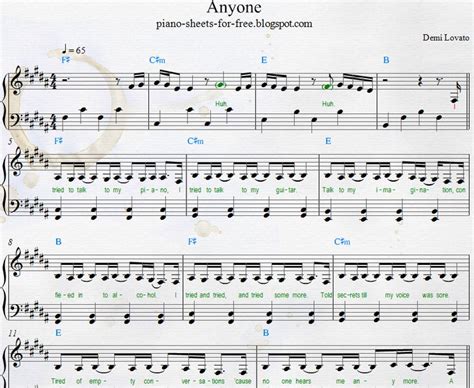 Demi Lovato — Anyone Piano Sheet Music PDF | Piano sheet music pdf ...