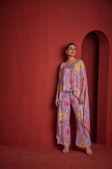 Neerus Pink Solid Crepe Straight Co-Ord Set - Top + Bottom for Indo ...