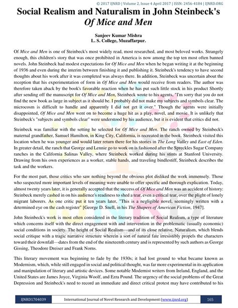 Social Realism And Naturalism In John Steinbeck's Of Mice And Men | PDF ...