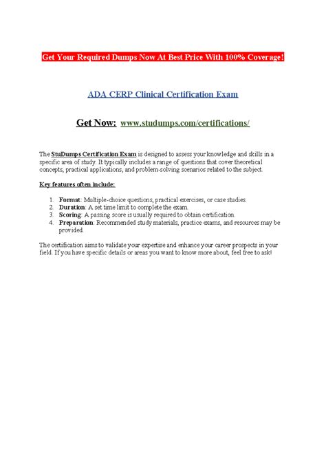ADA CERP Clinical Certification Exam - Get Your Required Dumps Now At ...