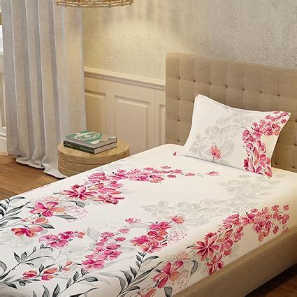 Urban Space 100% Cotton Floral Bedsheet for Single Bed, Serene 200 TC ...