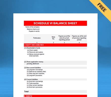 Schedule 6 Balance Sheet Format | Free Download