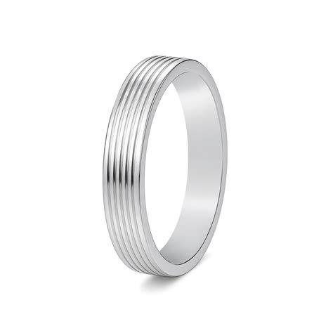 925 Silver Parallel Grooved Men's Ring - Touch925 Silver Jewellery