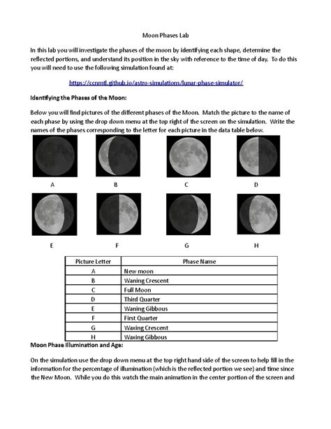 Moon Phases Lab (ASTR-101) - Investigating Lunar Phases and ...