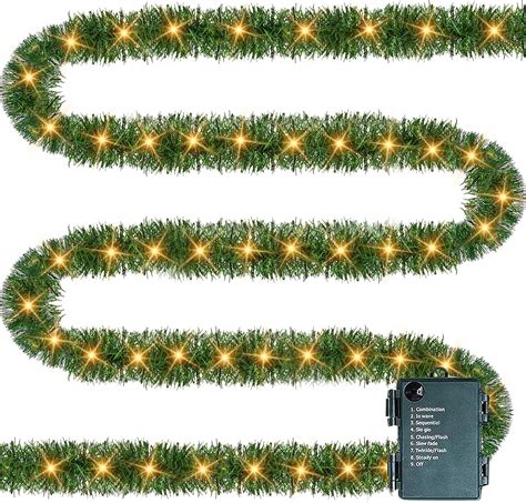Amazon.com: Dazzle Bright 50 FT Pre-lit Christmas Green Garland, 150 ...