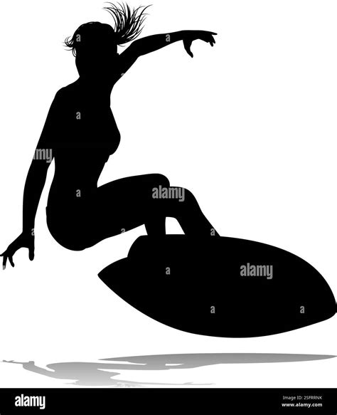 Woman Surfer Surfboard Female Surfer Silhouette Stock Vector Image ...