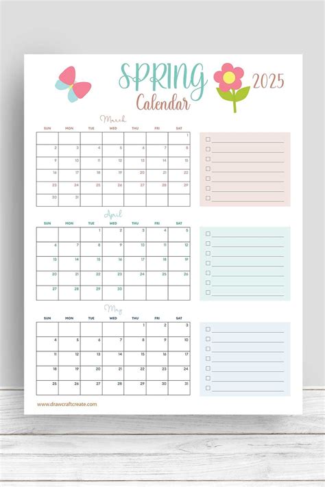 Free Printable 2025 Spring Calendars - Draw Craft Create