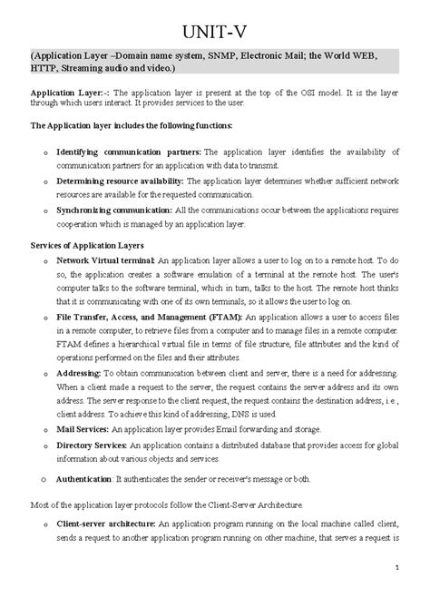 CN-UNIT-V-R18 - Help to students - UNIT-V (Application Layer –Domain ...
