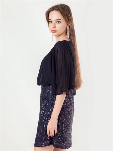 Buy Navy Blue Embellished Blouson Short Dress - Zink London