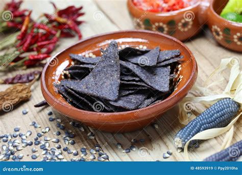 Blue corn tortilla chips stock image. Image of nachos - 48593919