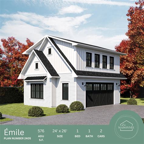 ADU Plan Garage Plan Modern 2 Car Garage Plans Loft Plan Guest House ...