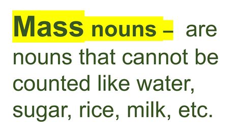 IDENTIFYING MASS NOUNS AND COUNT NOUNS IN A SENTENCE | PPTX