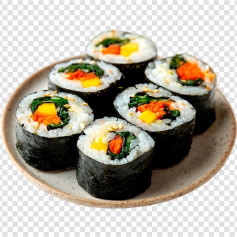 Delicious kimbap korean seaweed rice rolls on plate | Premium AI ...