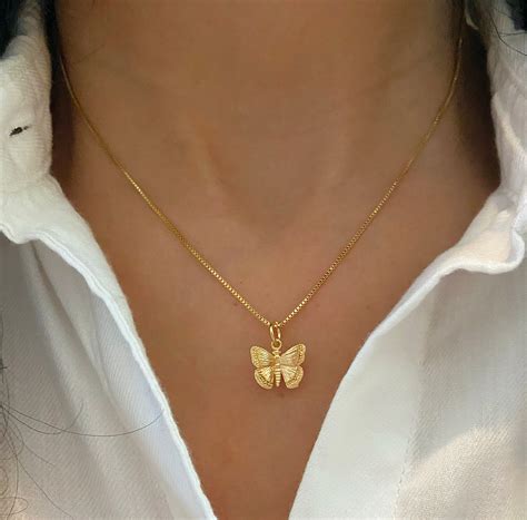 Dainty Gold Butterfly Necklace . Gold Filled Necklaces . Gold - Etsy