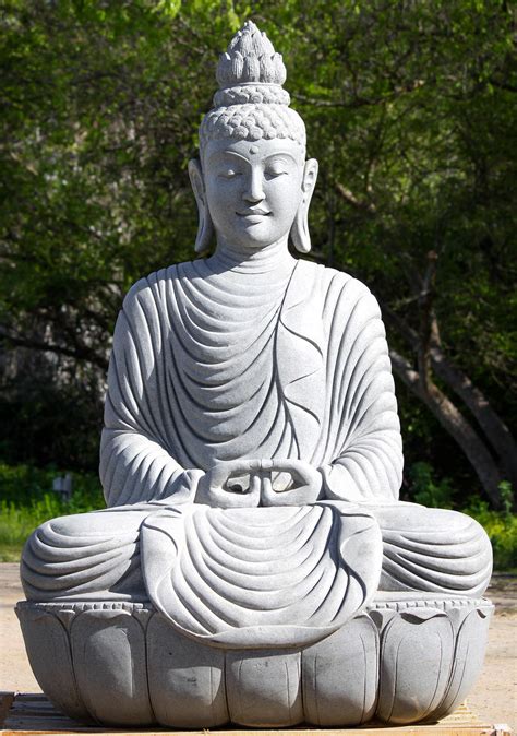 Stone Buddha in Samadhi Meditation Pose 67" (#100ls7): Lotus Sculpture
