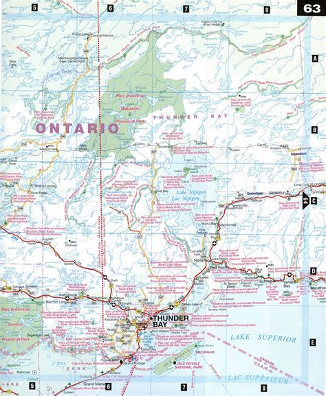 Road map Thunder Bay surrounding area (Ontario, Canada) free large highway - US map