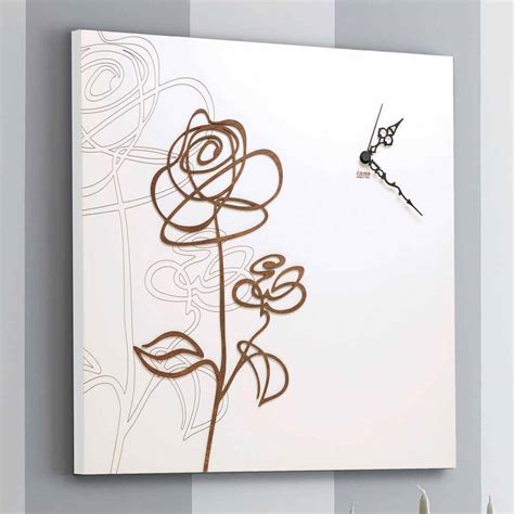 Modern Square Design Wall Clock in Decorated Wood