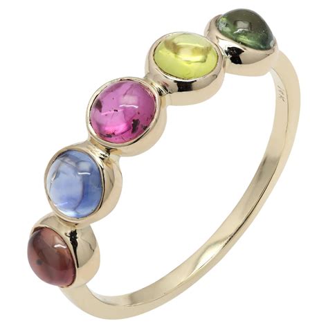 Customizable 4.81ct Multi Sapphire Elongated Floral Ring in 14k Solid ...