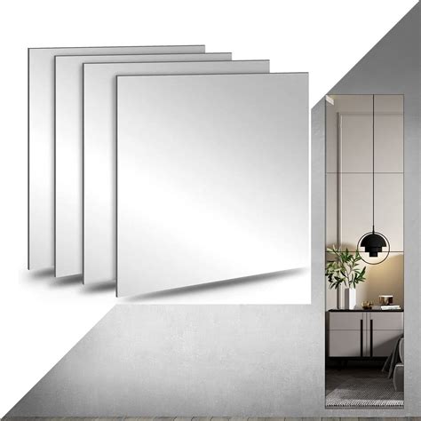 Full Body Mirrors Tiles Wall Mounted,4pcs 16"x16" (40cm) Full Length ...