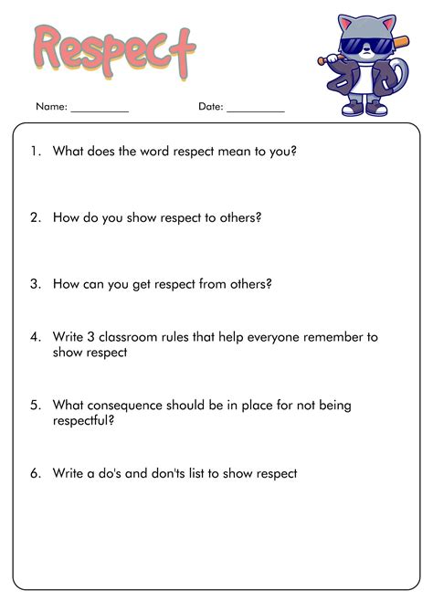 5 Respect Worksheets For Teenagers