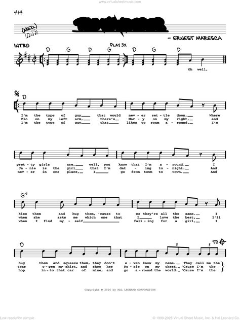 The Wanderer sheet music (real book with lyrics) (PDF)