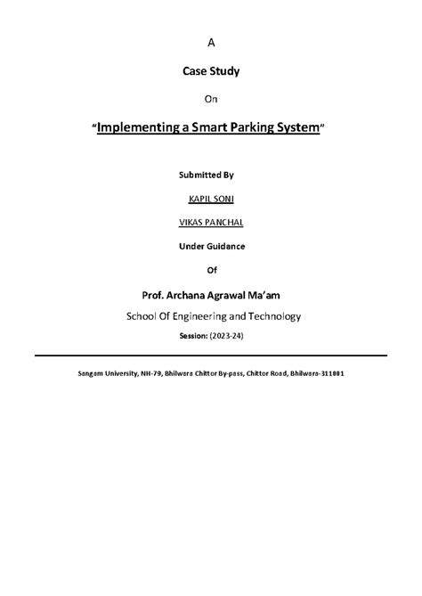Smart Parking System Case Study: Implementation and Insights - Studocu