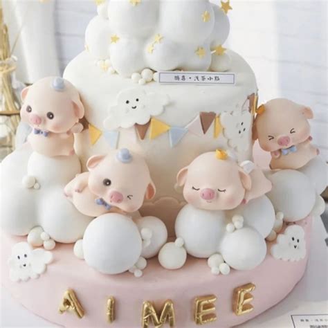 Soft Cute Pink Piggy ThemeBirthday Cake Topper Party Decoration ...