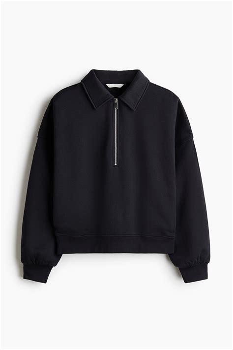 Zip-top sweatshirt - Navy blue - Ladies | H&M IN