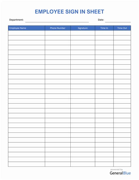 Free PDF Sign In Sheet Templates