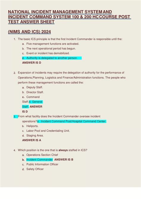 NATIONAL INCIDENT MANAGEMENT SYSTEM AND INCIDENT COMMAND SYSTEM 100 ...