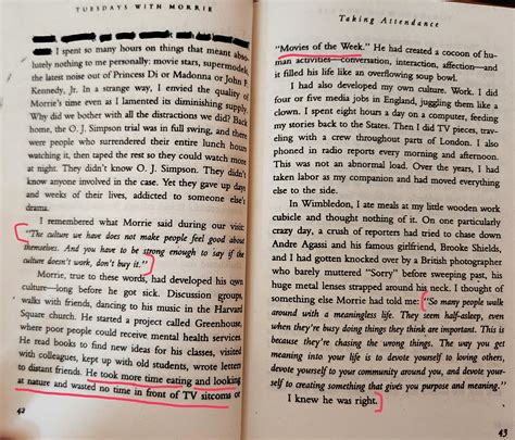 These two pages from my favorite book "Tuesdays with Morrie" made me ...