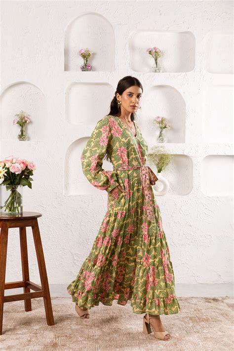 Pink yellow daffodil Maxi – rivaajclothing