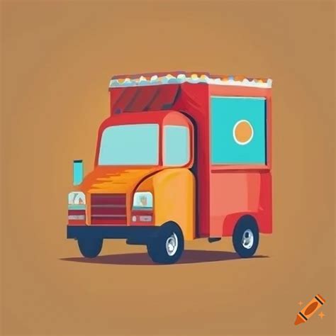 Colorful flat design food truck on Craiyon