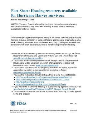 Fillable Online Fact Sheet: Housing resources available for Hurricane ...