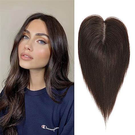 DAZZ LOOK Hair Toppers with 2 Clips in, 3.5"x 2.3" Silk Base Forehead ...