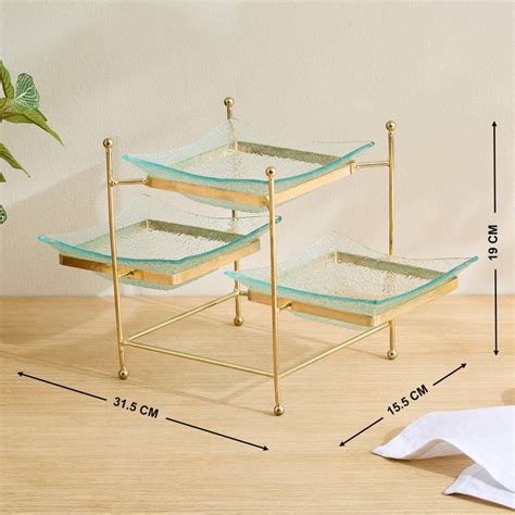 Buy Abaco Barney Set of 3 Glass Serving Bowls with Metal Stand from ...