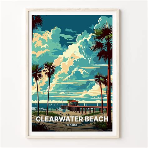 Amazon.com: Artfield Clearwater Beach Poster, Florida Travel Art ...