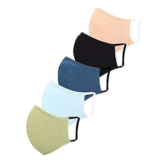 LIONCROWN 3-Layer Reusable Cloth Face Masks - Pack of 5 : Amazon.in ...