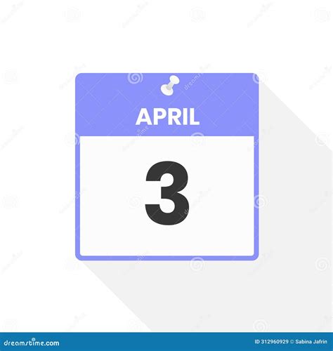April 3 Calendar Icon. Date, Month Calendar Icon Vector Illustration ...