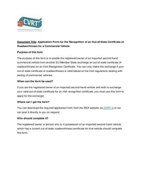 Fillable Online Application Form for the Recognition of an Out-of-State ...