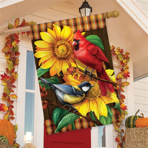 Fall Birds And Sunflowers House Flag - Briarwood Lane