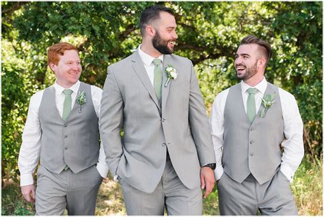 Sage Green and Gray Summer Wedding at Oak Hills | Green wedding suit ...