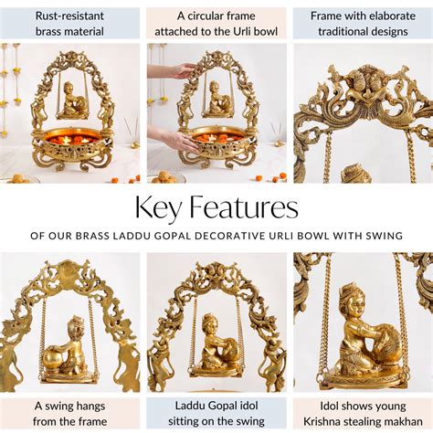 Brass Laddu Gopal Decorative Urli Bowl With Swing Online - Premium ...
