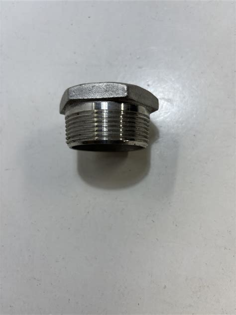 1-1/2" Male x 1” Female NPT Threaded Hex Reducer Bushing Stainless ...