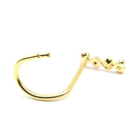 Indian Gold Plated Corkscrew Nose Stud 20g – Karizma Jewels