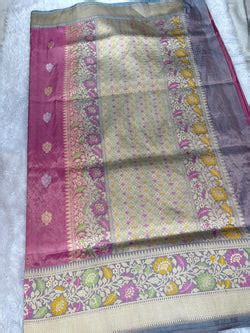 Plum Mauve Premium Tissue Kadhua Handloom Saree with Antique Gold & Mu